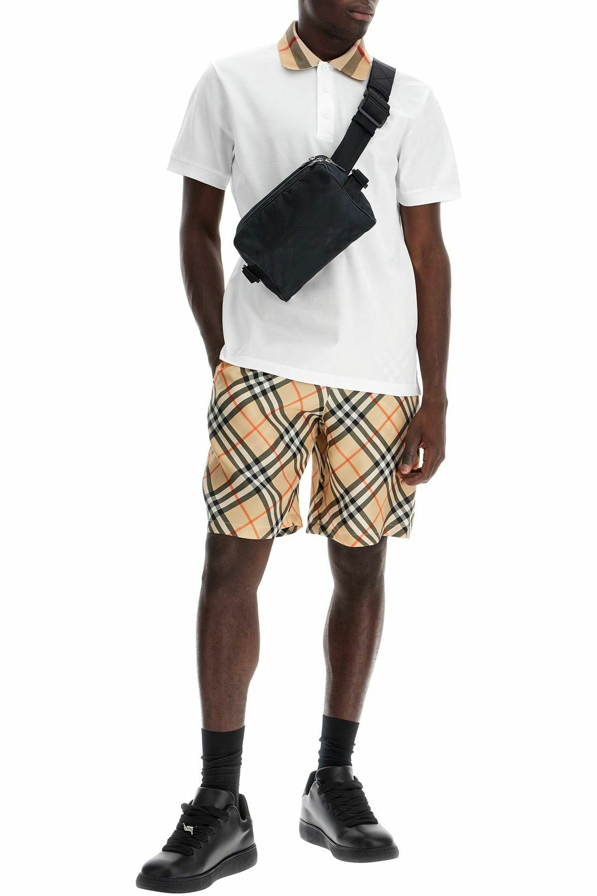 BURBERRY check silk shorts Beige