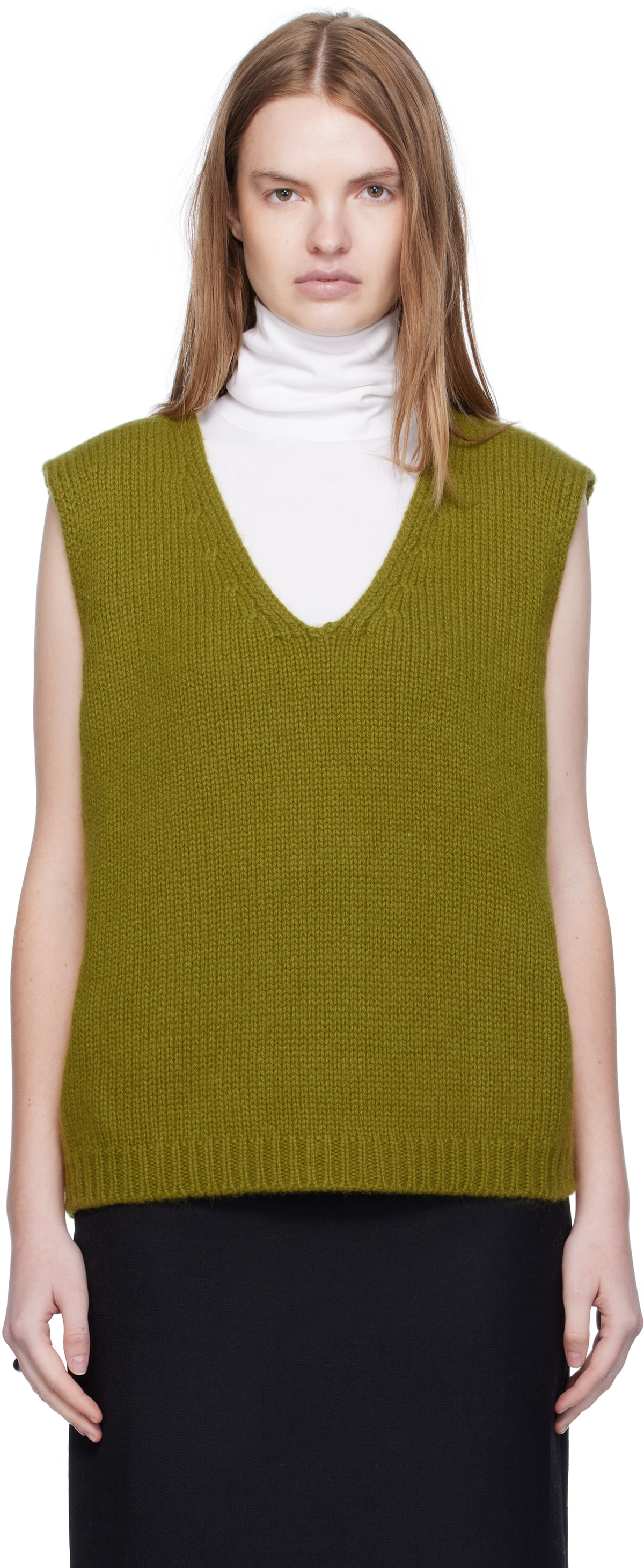 Arch The Green Cashmere Knit Vest