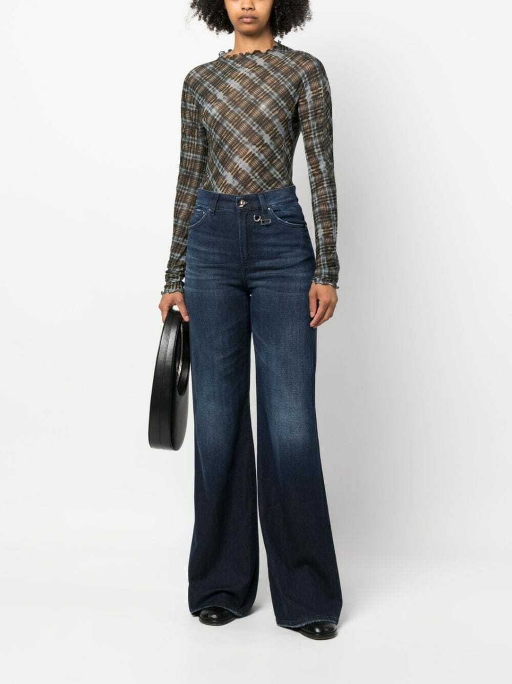 デニム・ジーパン DONDUP FW24 AMBER - Wide-leg jeans (DP619CS0179YIB6 005) Amber wide-leg stretch denim jeans for women, blue | Dondup