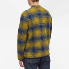 Universal Works Men's Check Wool Fleece Cardigan in Yellow/Blue