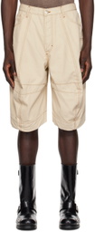 Edward Cuming Off-White Paneled Denim Shorts