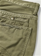 KAPITAL - Katsuragi Port Wide-Leg Patchwork Distressed Cotton-Twill Trousers - Green