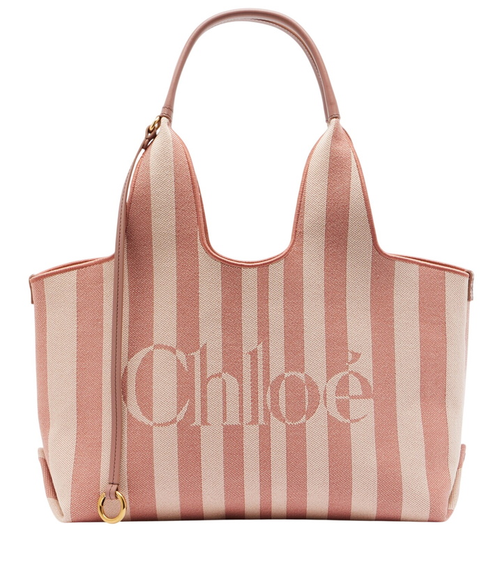 Photo: Chloé Chloé Stripy Large logo canvas tote bag