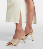 Loewe Petal crystal-embellished suede mules