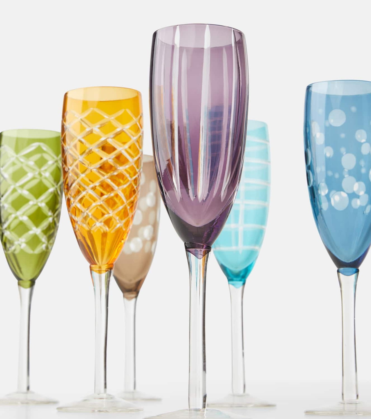 Polspotten Cuttings set of 6 champagne flute glasses