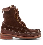 visvim - Grizzly Leather-Trimmed Suede Boots - Men - Dark brown