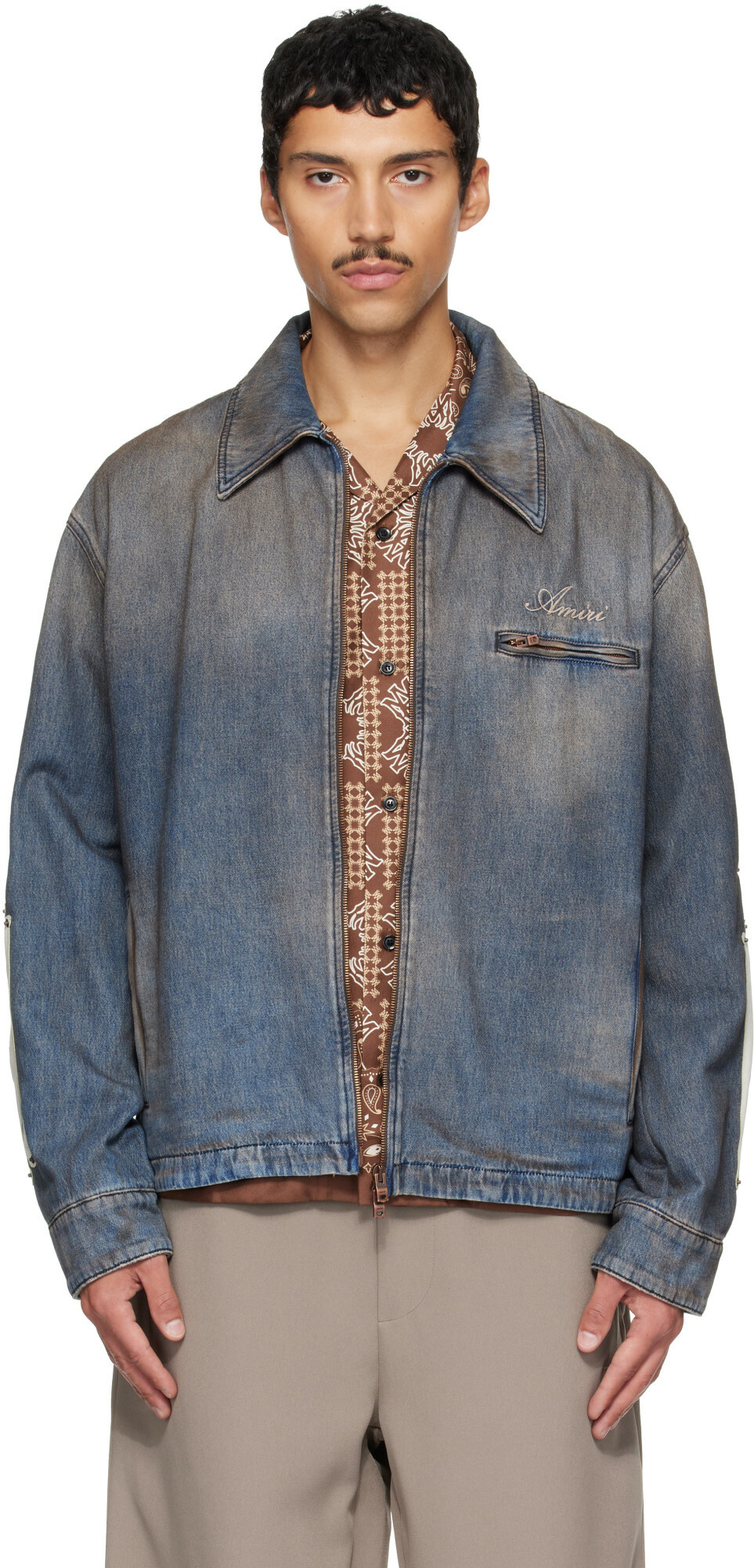 AMIRI Blue Bones Denim Blouson Jacket