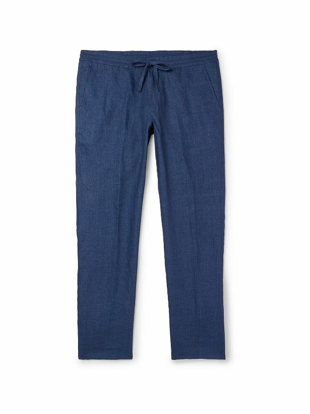 Photo: Loro Piana - Slim-Fit Linen Drawstring Trousers - Blue