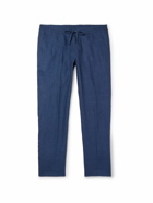 Loro Piana - Slim-Fit Linen Drawstring Trousers - Blue
