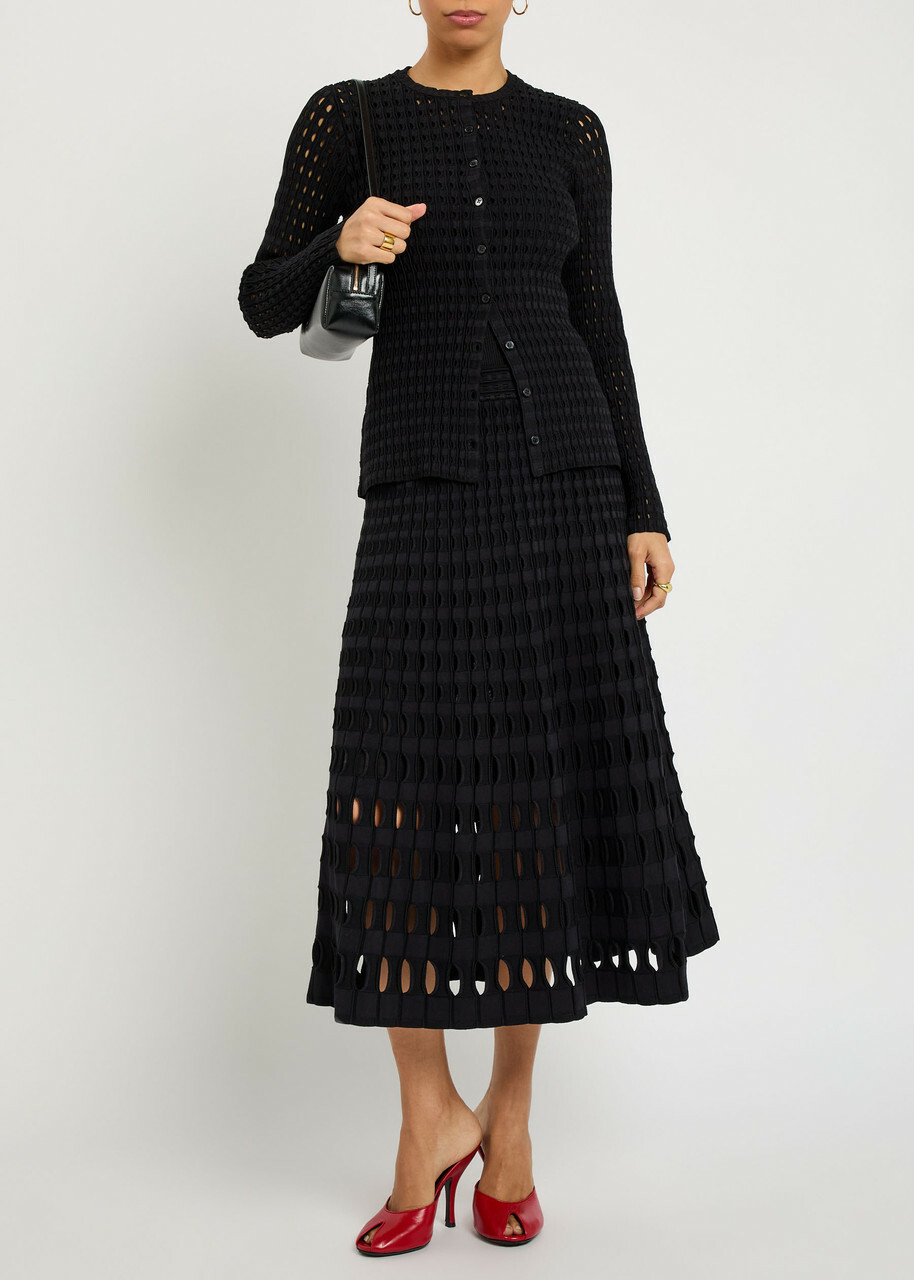 Simkhai Mabel Textured Cut-out Knit top Black