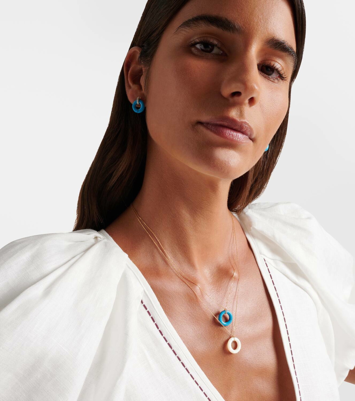 Mateo 14kt gold pendant necklace with turquoise