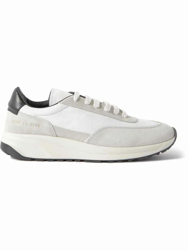 Photo: Common Projects - Track 80 Leather-Trimmed Suede and Ripstop Sneakers - White