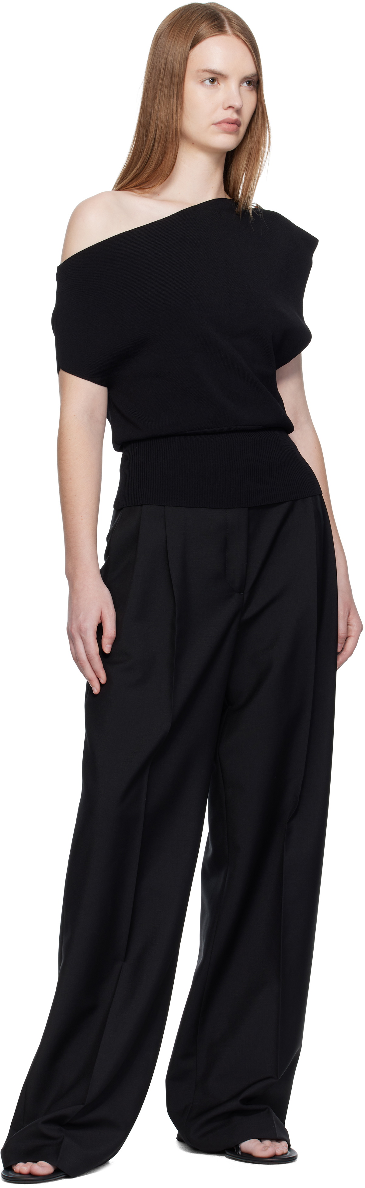 Christopher Esber Black Encased Nature Resin Knit Shoulder Blouse