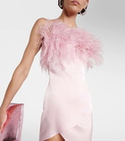 David Koma Feather-trimmed asymmetric dress