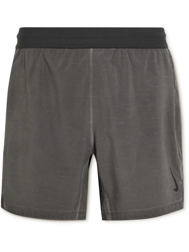 Photo: NIKE TRAINING - 2-In-1 Garment-Dyed Dri-FIT Yoga Shorts - Gray