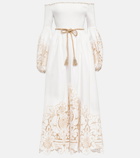 Zimmermann Embroidered off-shoulder cotton midi dress