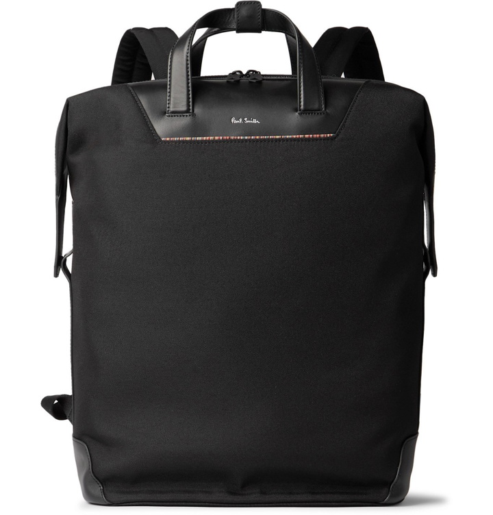 Photo: Paul Smith - Leather-Trimmed Canvas Backpack - Black