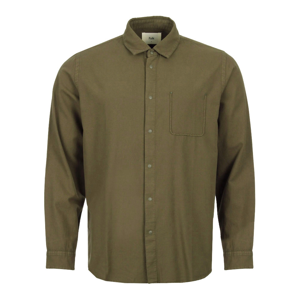Flannel Pop Stud Shirt - Military Green