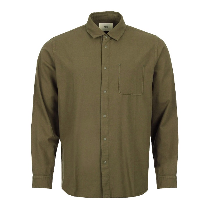 Photo: Flannel Pop Stud Shirt - Military Green