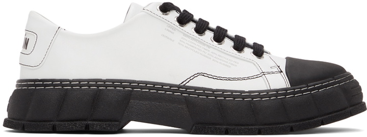 Photo: Virón SSENSE Exclusive White & Black Apple Leather 1968 Contrast Sneakers