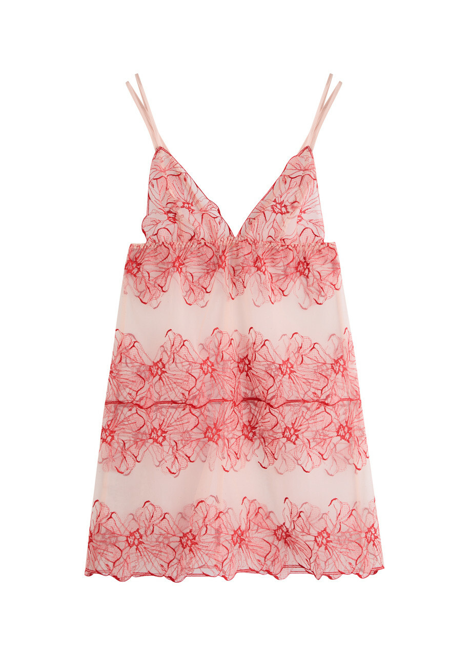 Fleur OF England Rosa Embroidered Tulle Chemise Pink