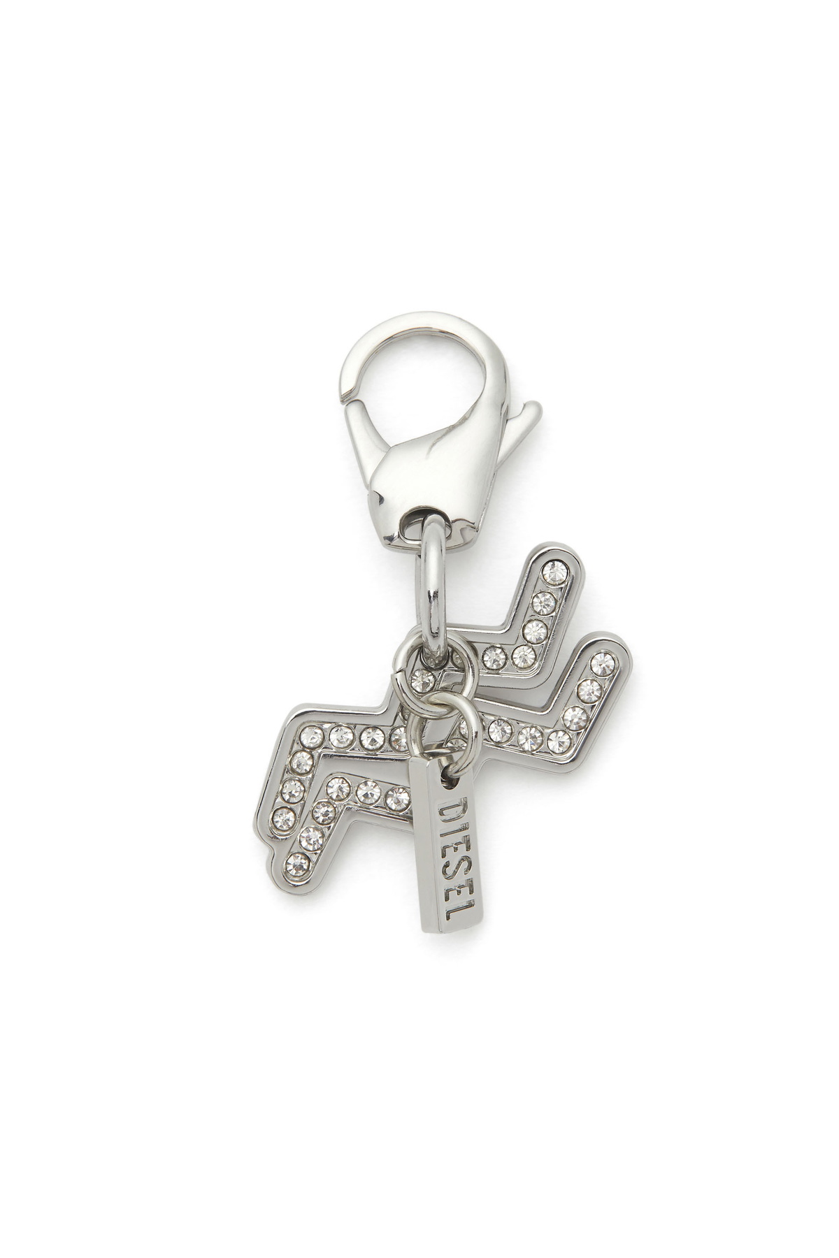 Diesel Metal Aquarius charm with rhinestones - Charms and Keyrings - Unisex - Silver