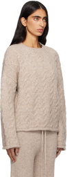 Lauren Manoogian Beige Cable Crewneck Sweater