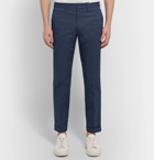 Incotex - Cropped Slim-Fit Stretch-Cotton Gabardine Trousers - Navy