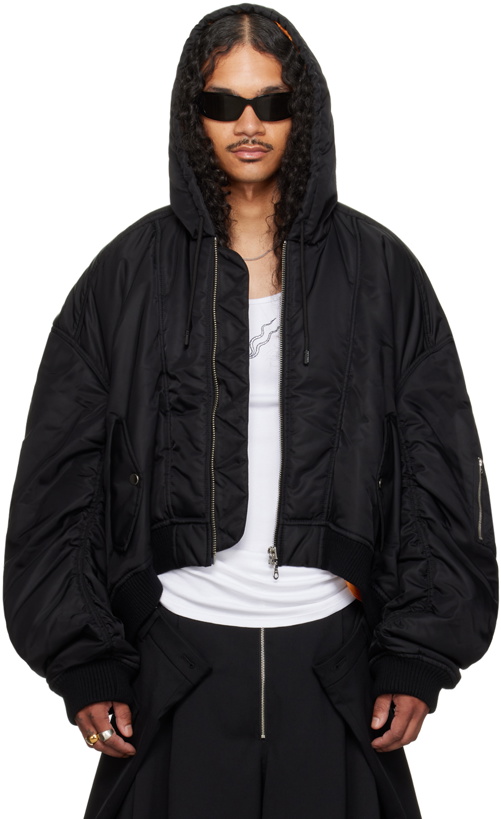 Photo: LU'U DAN Black Distorted MA1 Bomber Jacket