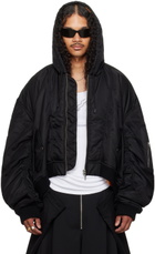 LU'U DAN Black Distorted MA1 Bomber Jacket