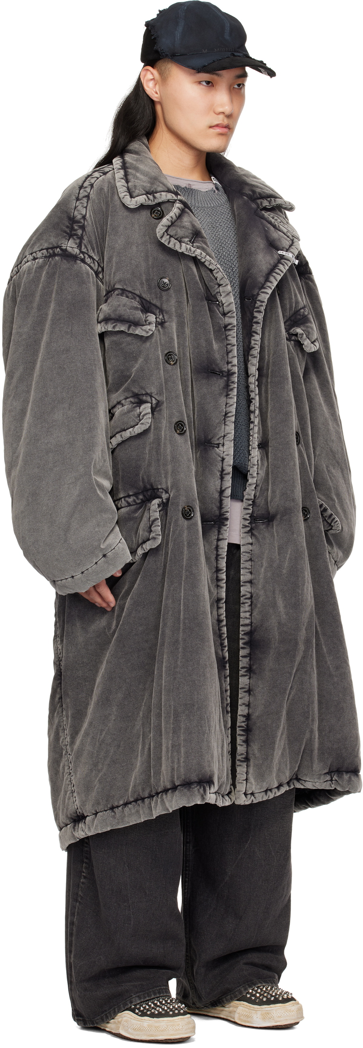 めい Maison MIHARA YASUHIRO Combined Hoodie Dress | Grey | FARFETCH