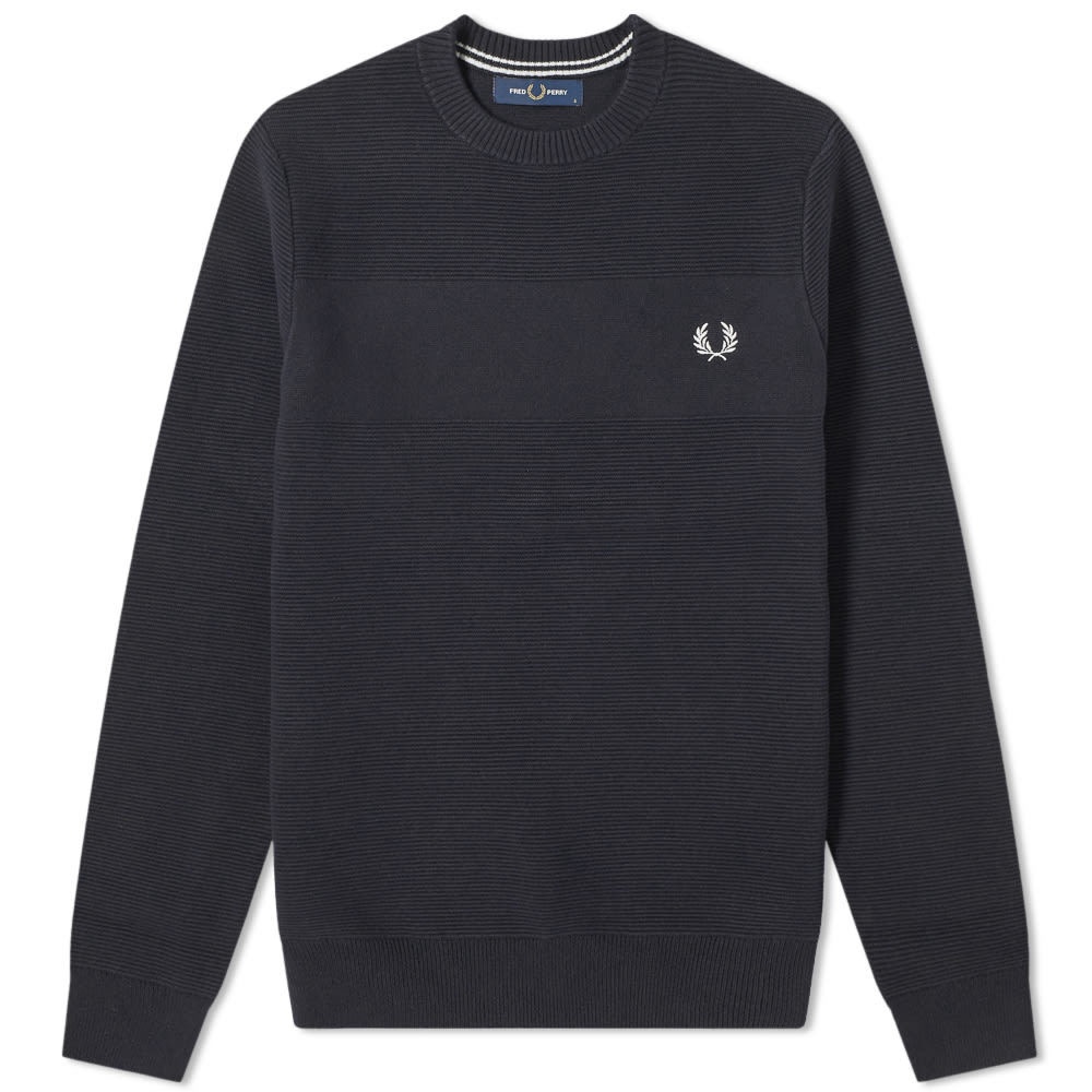 Photo: Fred Perry Textured Stripe Crew Knit