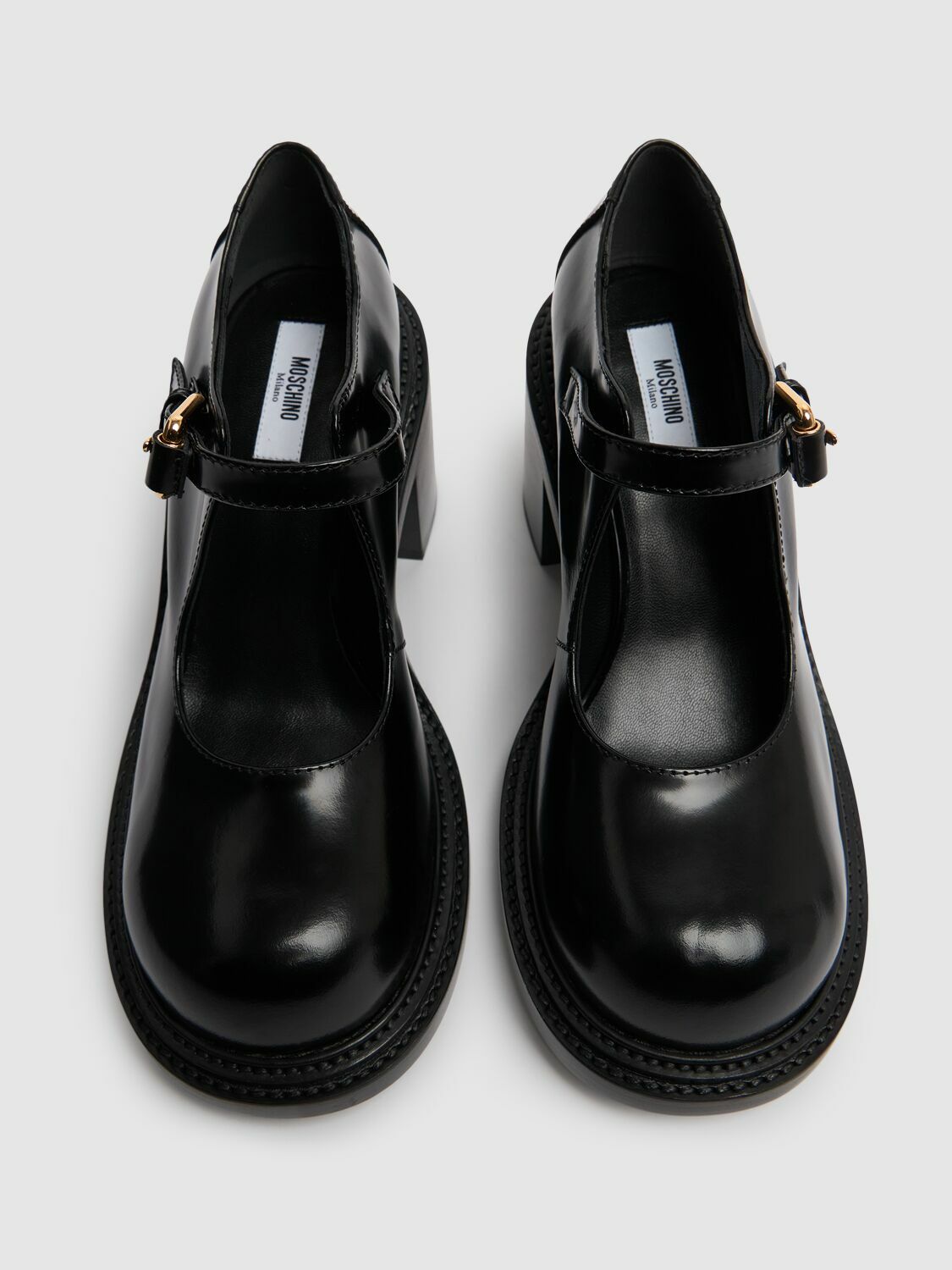 【Moschino】80mm メリージェーンレザーパンプス MOSCHINO 80mm Leather Mary Jane Pumps Moschino