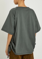 Ganni Printed Drawstring Cotton T-shirt Grey