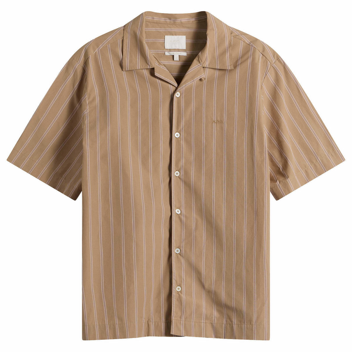 A.P.C. Men's Chemise Beckett Logo Shirt in Beige