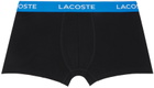 Lacoste Three-Pack Black Contrast Waist Boxer Briefs