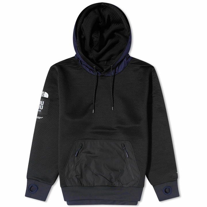 Photo: The North Face Men's x Undercover Soukuu Dot Knit Double Hoodie in Tnf Black/Aviator Navy