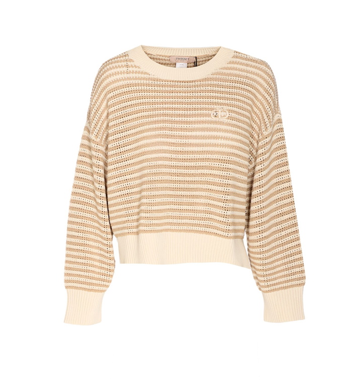 Photo: TwinSet Striped Knit With Embroidery Oval T