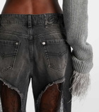 Blumarine Lace-trimmed low-rise wide-leg jeans