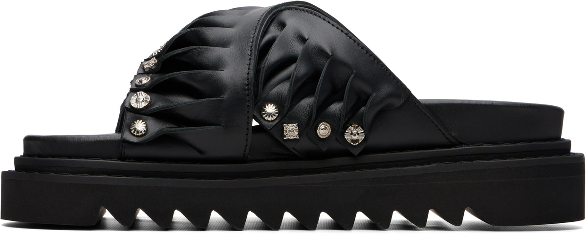 Toga Virilis Black Leather Sandals