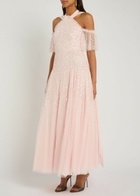 Needle & Thread Sequin-embellished Halterneck Tulle Gown Light Pink