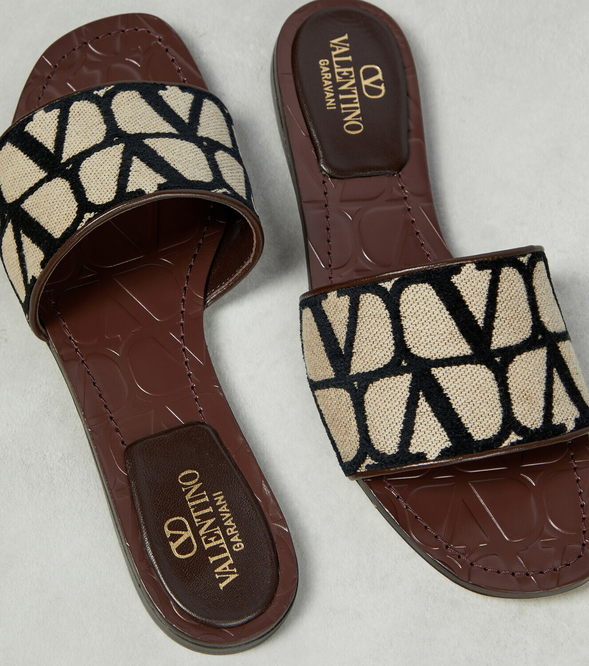Toile Iconographe Slide Sandal 65mm Black Beige