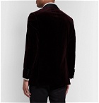 Richard James - Burgundy Slim-Fit Shawl-Collar Satin-Trimmed Cotton-Velvet Tuxedo Jacket - Burgundy