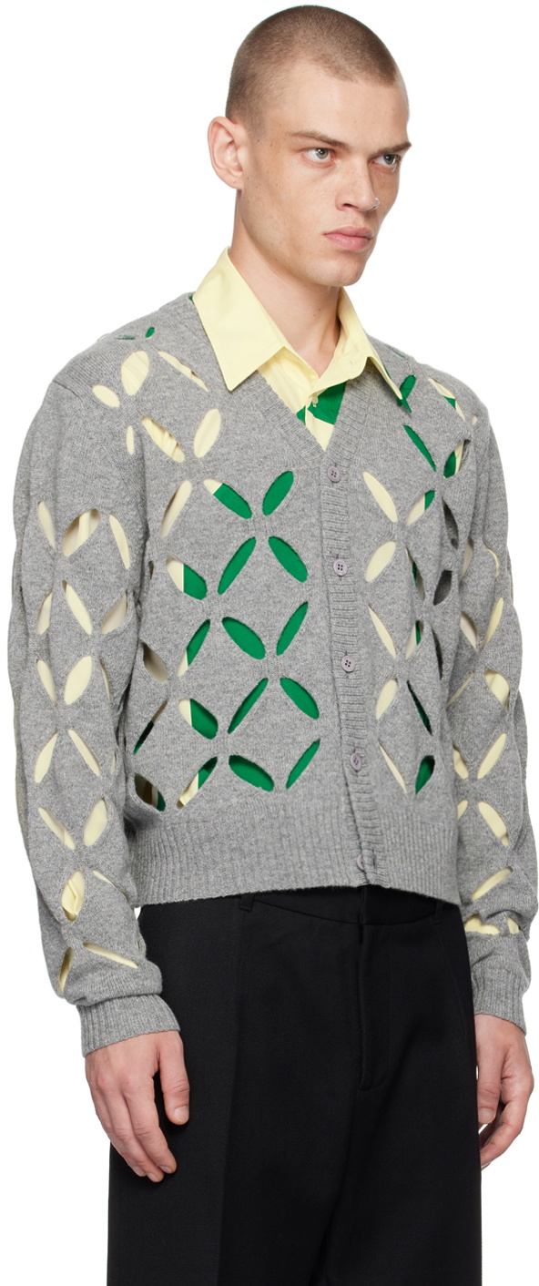 Stefan Cooke Gray Slashed Cardigan Stefan Cooke