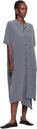 Y's Blue N-Half Sleeve Box Shirt Midi Dress
