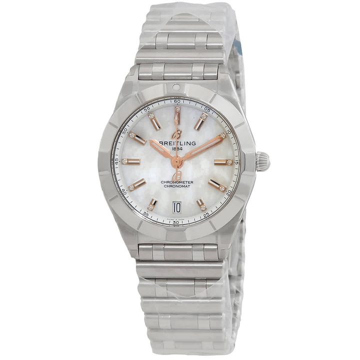 Photo: Breitling Chronomat Quartz Chronometer Diamond Mother of Pearl Dial Ladies Watch A77310101A4A1