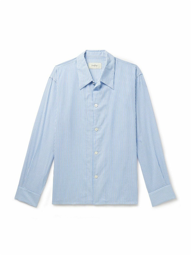 Photo: SECOND / LAYER - Striped Cotton-Blend Poplin Shirt - Blue