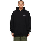 Balenciaga Black Embroidered Logo Large Fit Hoodie