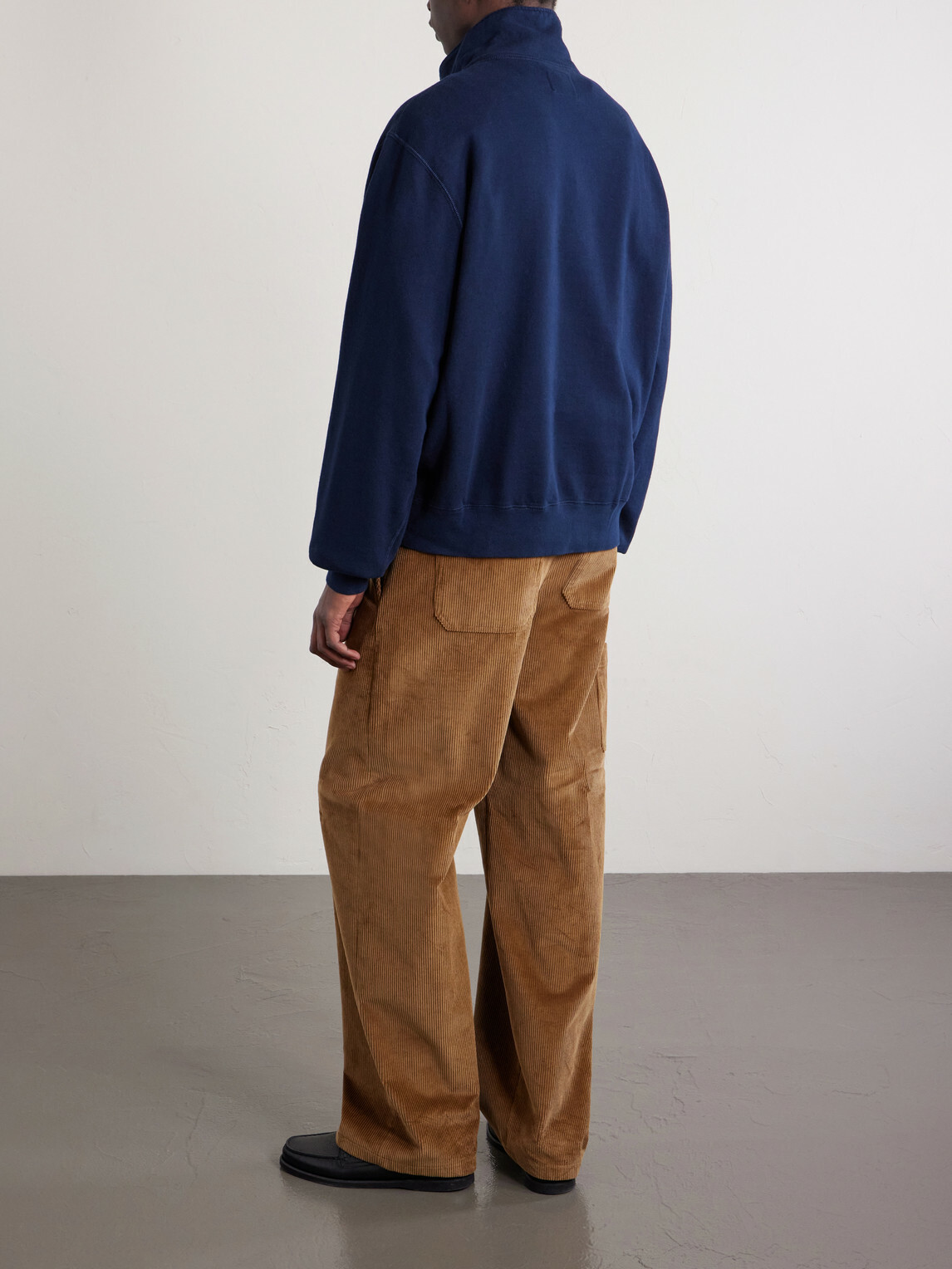Drake's - Cotton and Wool-Blend Half-Zip Sweater - Blue