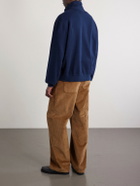 Drake's - Cotton and Wool-Blend Half-Zip Sweater - Blue
